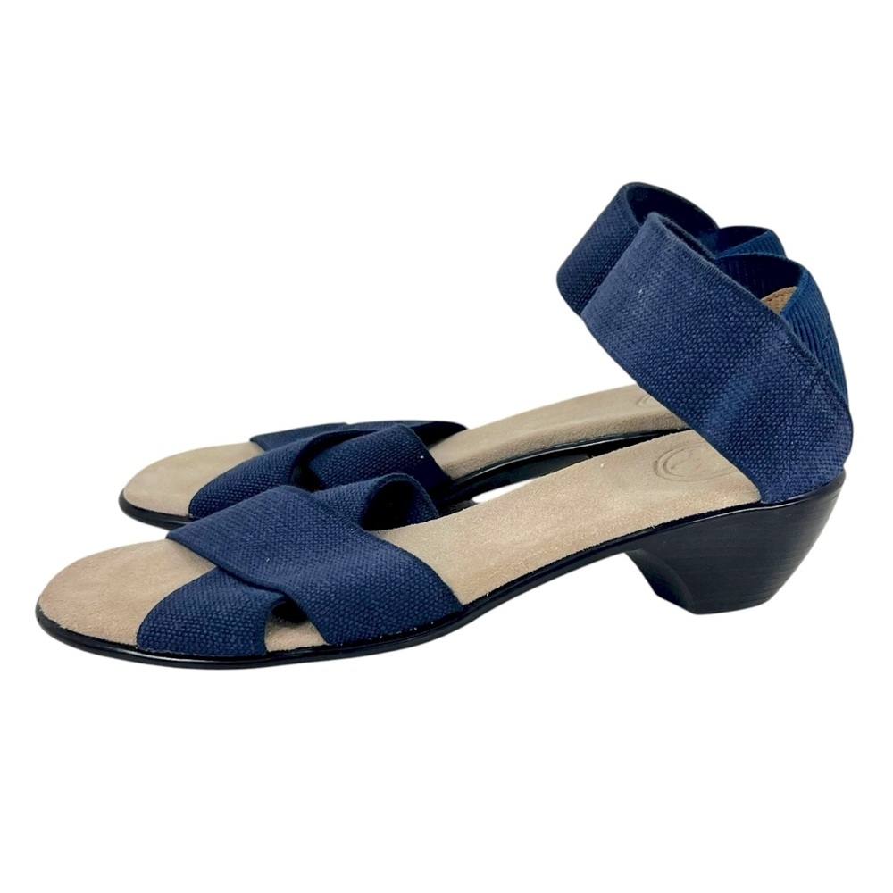 Charleston Shoe Co. Lafayette Stretch Block Heeled Sandals in Navy - Picture 3 of 8